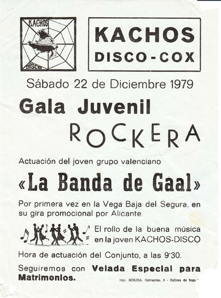 La Banda de Gaal en 1979. Impresionante flyer de la época.