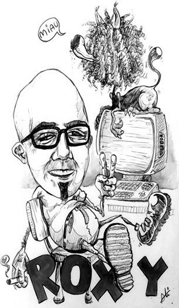 Caricatura a cargo de José Linuesa en mi época de Roxy Club. 2000.